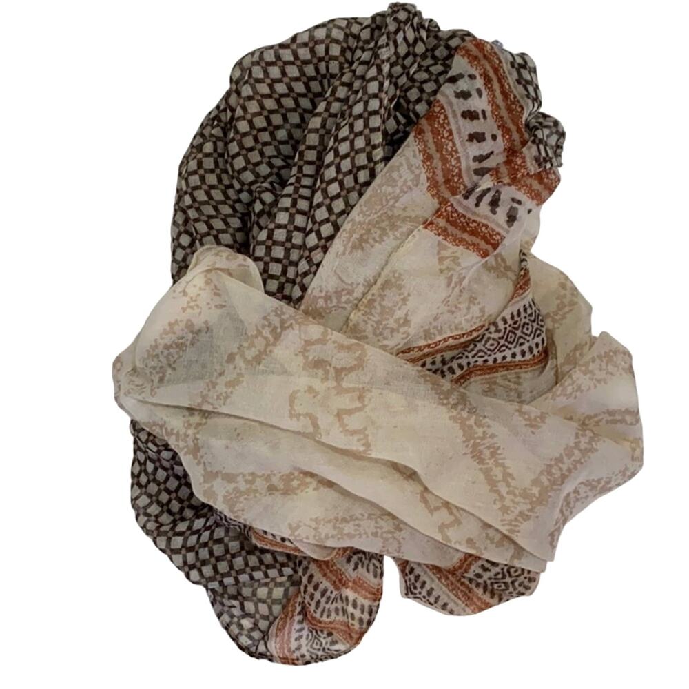 Women's Lightweight Brown, Rust, & Cream Infinity Scarf